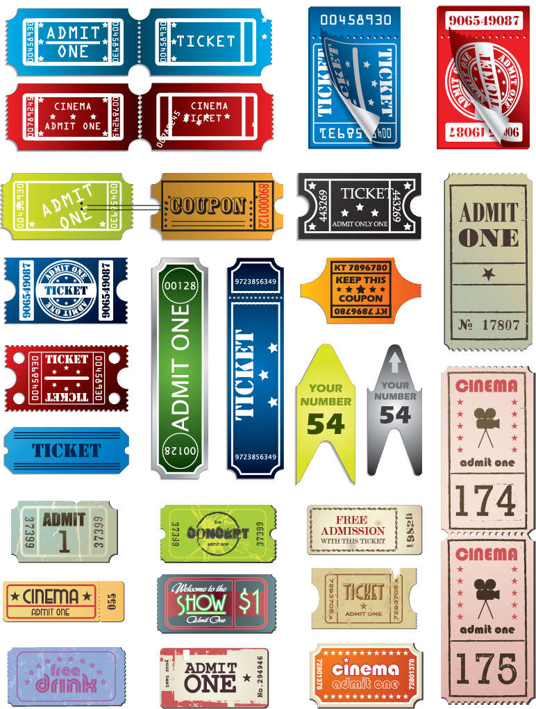 free vector Tickets in Different Styles Vector Set